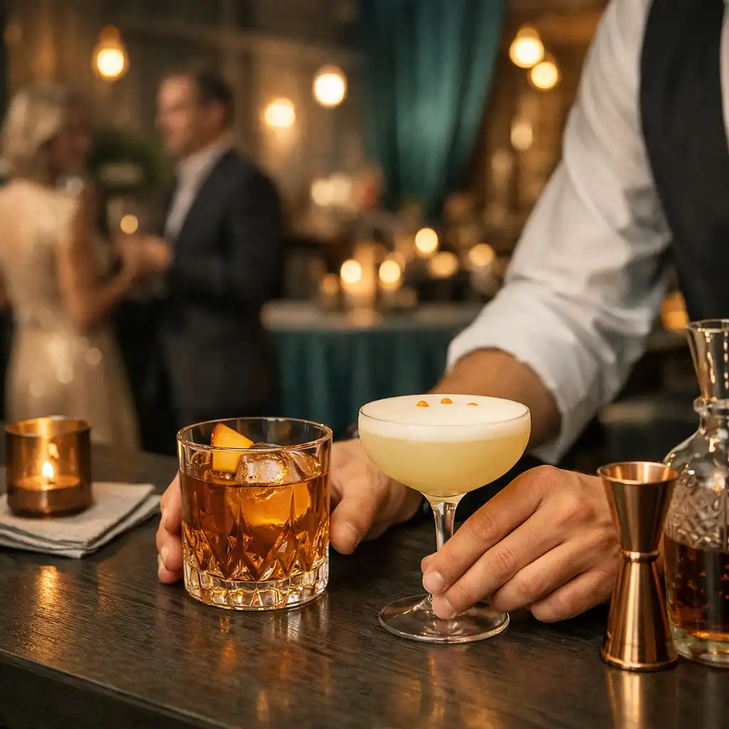 Koktejly a hospitality detail v prostředí večerní akce